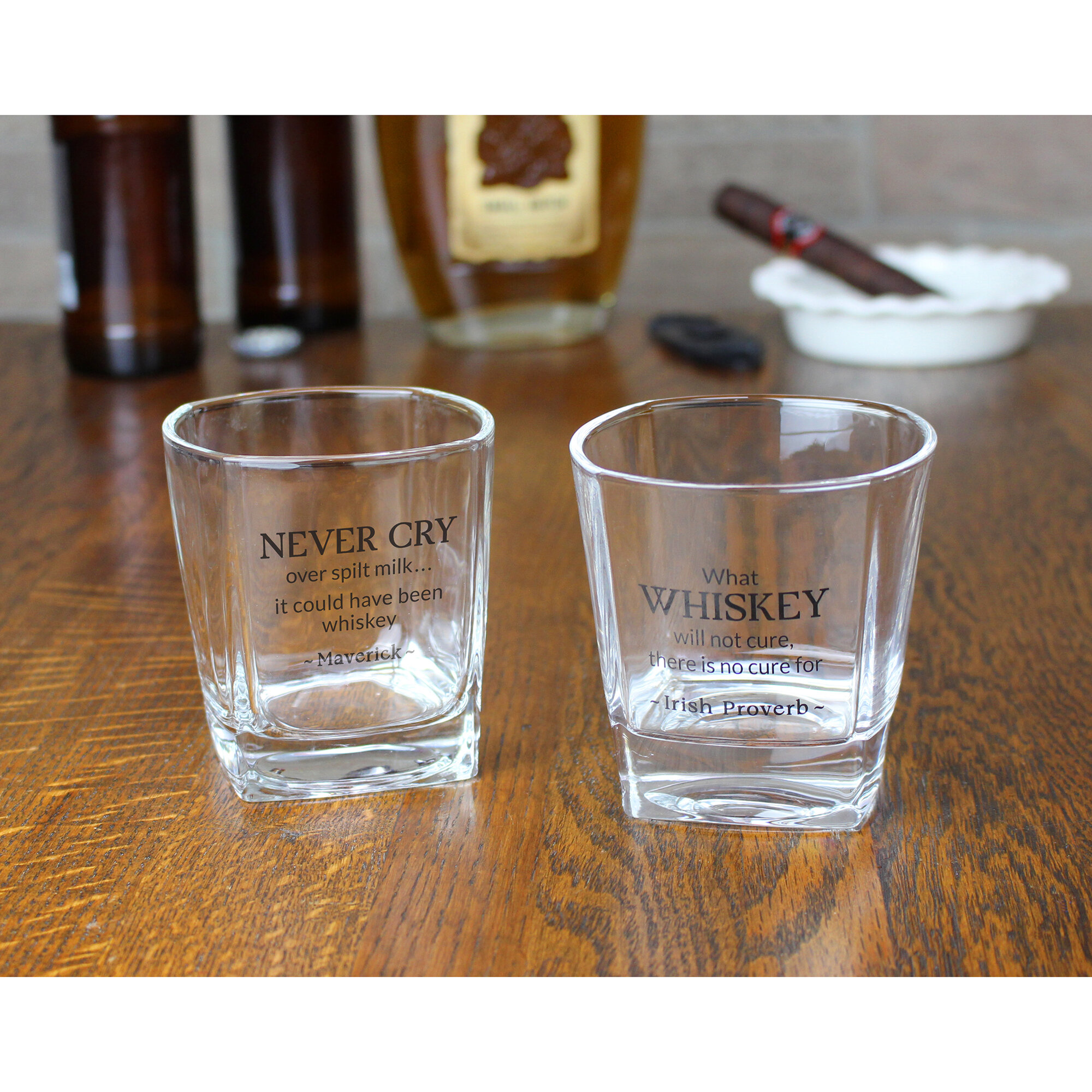 JoyJolt Award Winning Aqua Vitae Round Whiskey Glasses 11 oz (Set