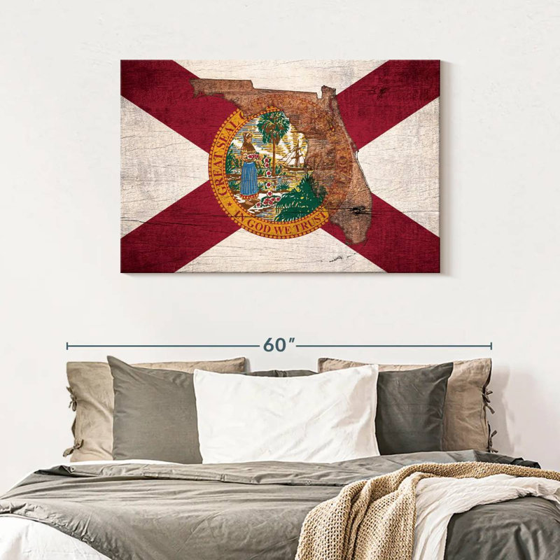 «State Map Over Florida Flag», reproduction sur toile, H 30 po x l 45 po x P 1,25 po