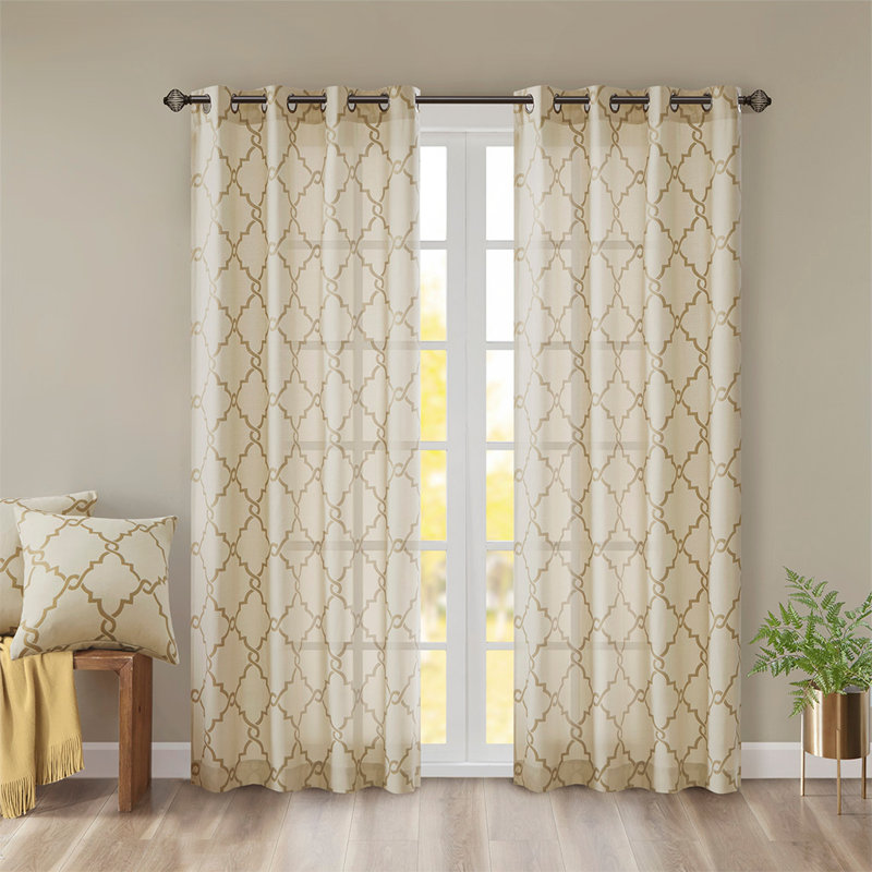 Le panneau de rideau à œillets Frrier, Beige et doré