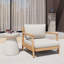 Fauteuil club de patio en bois d'acacia (1 pièce) - Finition teck, coussin beige résistant à l'eau