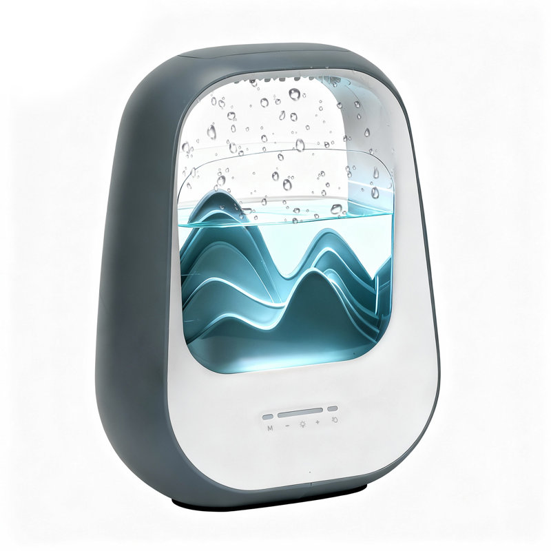 Haut-parleur Bluetooth à gouttelettes d'eau blanches, humidificateur d'aromathérapie, décor zen et naturel, favorise la concentration, soulagement du stress, méditation et guérison, décoration de bureau, idéal pour le yoga, le spa, la chambre à coucher et le bureau, gris