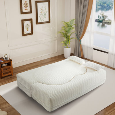 77.9-inch Corduroy Double Sofa, Modern Minimalist Style Sofa, Foldable Floor Sofa Bed