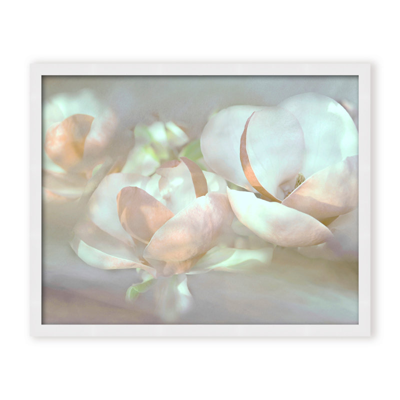 Nature Inspired Magnolia Dreams, 24" H x 30" W x 1.125" D, Framed Matted Print, White