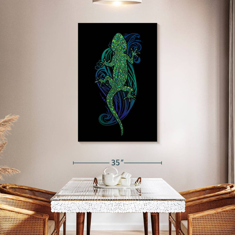 Brampt Tribal Green Lizard, 48" H x 32" W