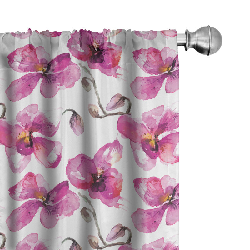 Watercolor Semi-Sheer Rod Pocket Single Curtain Panel, 28" x 95"