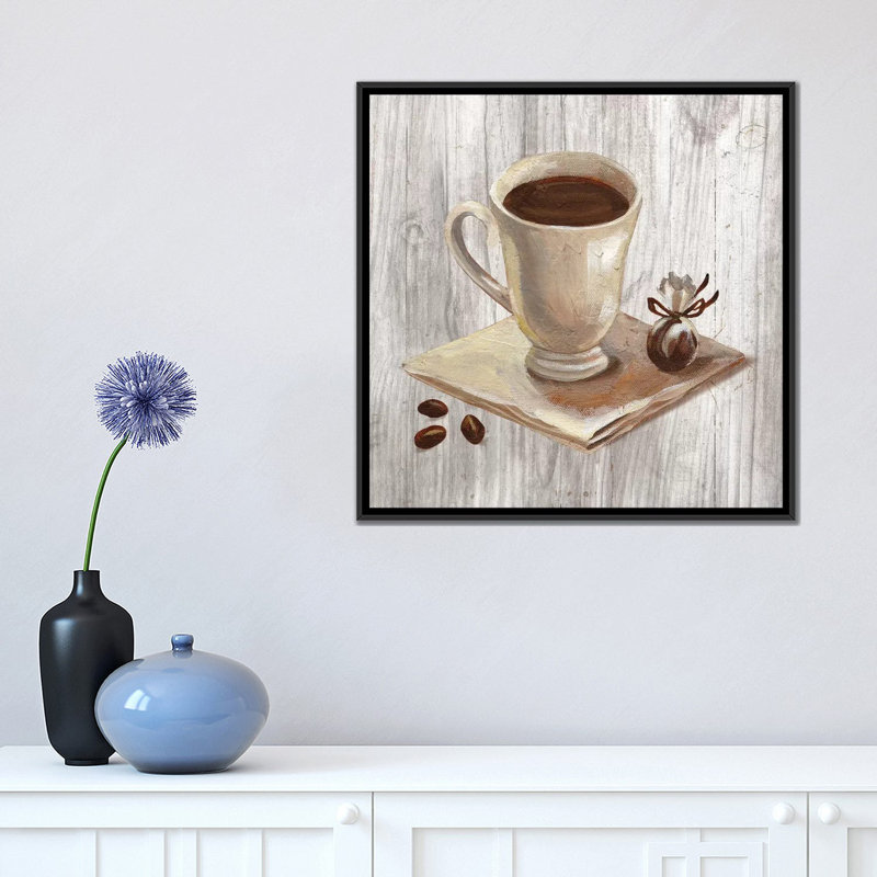 «Coffee Time IV», reproduction d'art sur toile, H 18 po x l 18 po x P 1,5 po, Toile avec cadre noir, Pas de tapis