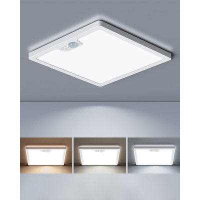 LED Motion Sensor Ceiling Light Square Flush Mount 3CCT Selectable