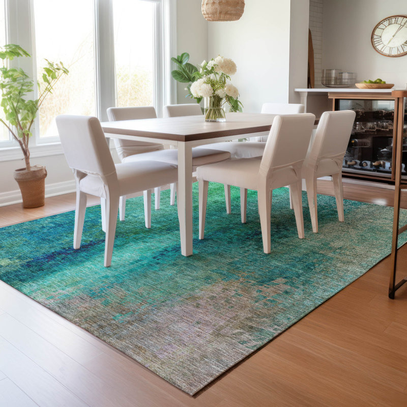 Machine Washable Indoor/Outdoor Kaczor ACN2241 Abstract Rug, Rectangle 9' x 12'