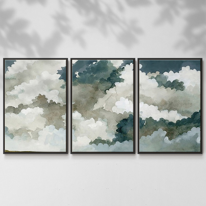 Vast Neutral Sky III - Toile encadrée multi-pièces, H 36 po x l 75 po, Cadre noir