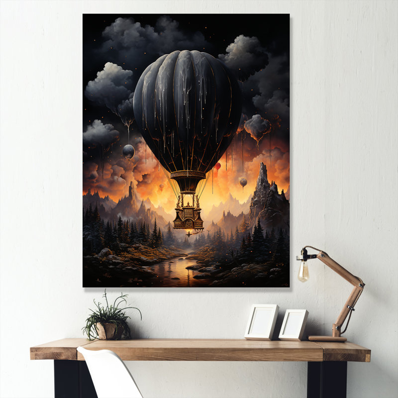 Ballon foncé Mystery Journey I, Encadrement doré, H 44 po x l 34 po
