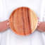 Round Classic Acacia Wood Dessert Plate Set Of: 4