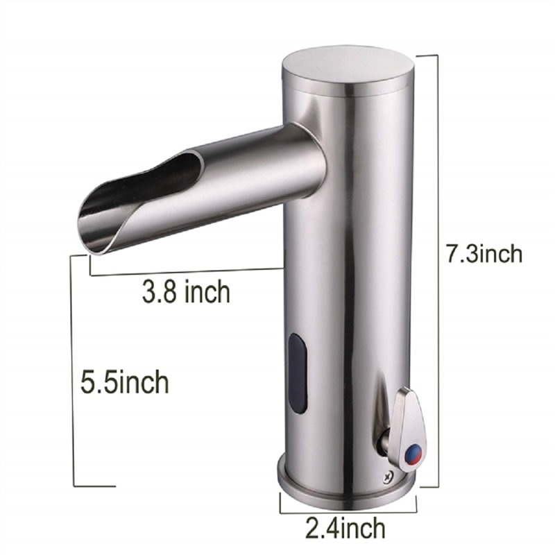 Robinet commercial sans contact à capteur AC / DC BathSelect - Finition chrome poli, robinet d'évier à mains libres à infrarouge