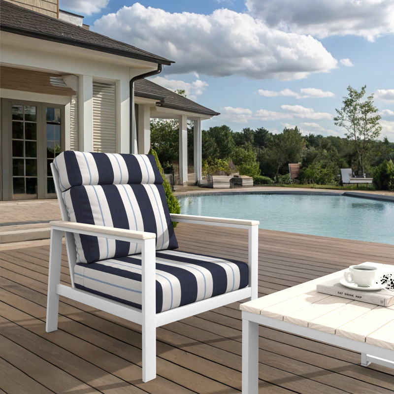 Townsend Metal Outdoor Lounge Club Chair With Sunbrella Cushion