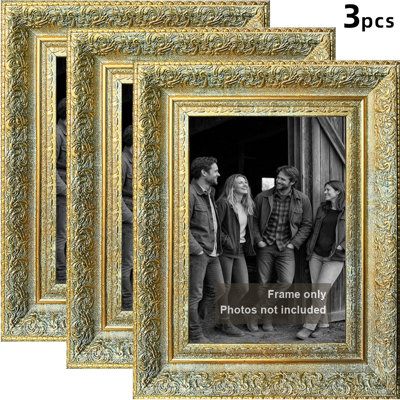 Cadre photo mural 3 pièces 5 "x 7" doré antique pour présentation de photo