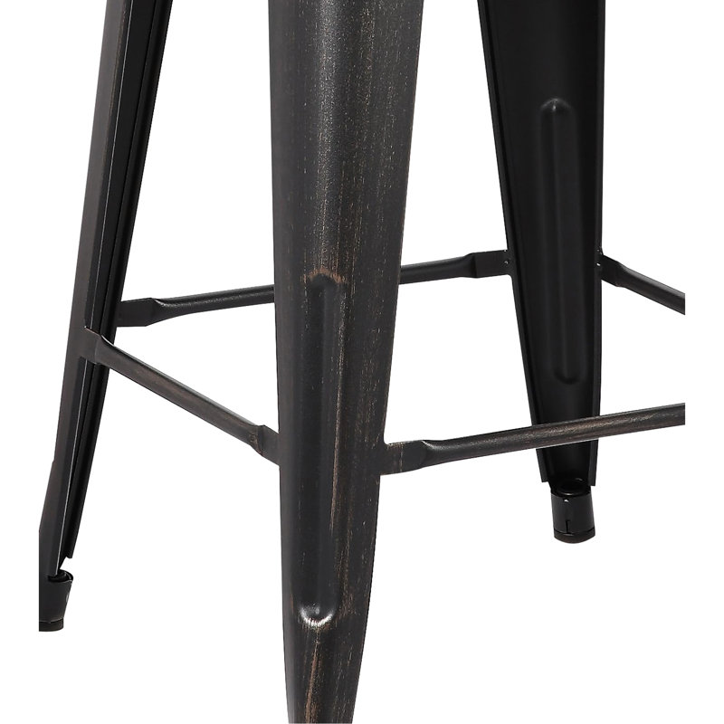 2 tabourets de bar sans dossier Art, hauteur de siège de 30 po, couleur principale noire, fabrication ABS + PC, empilable pour les petits espaces, utilisation parfaite dans la cuisine de style industriel de 2, siège, finition vieillie, poids léger