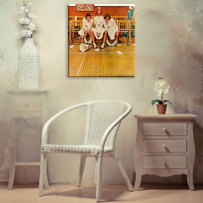 Toile tendue «Cheerleaders» par Norman Rockwell, H 24 po x l 17 po