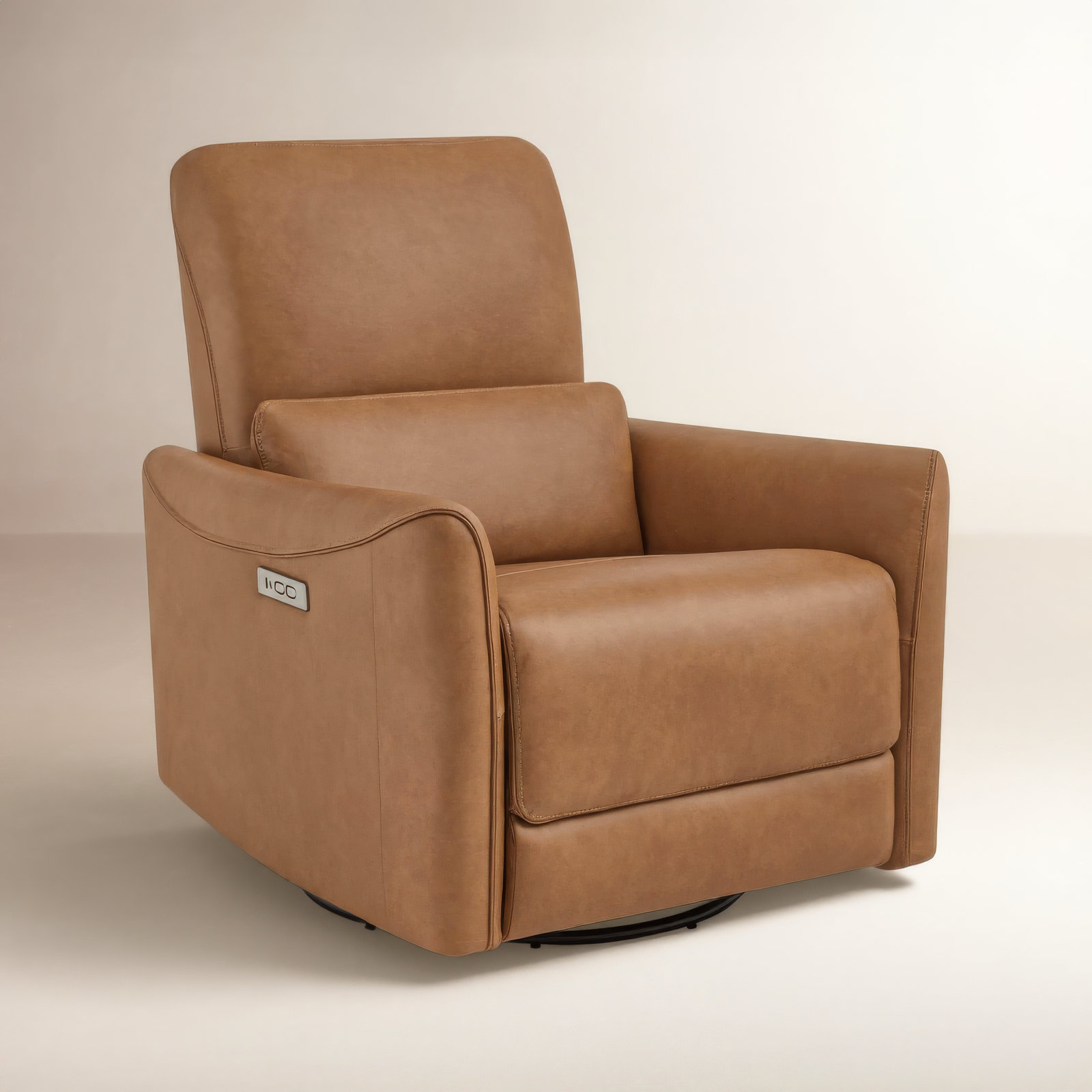 Santo 33" Genuine Leather Swivel Power Recliner, Aline Butternut