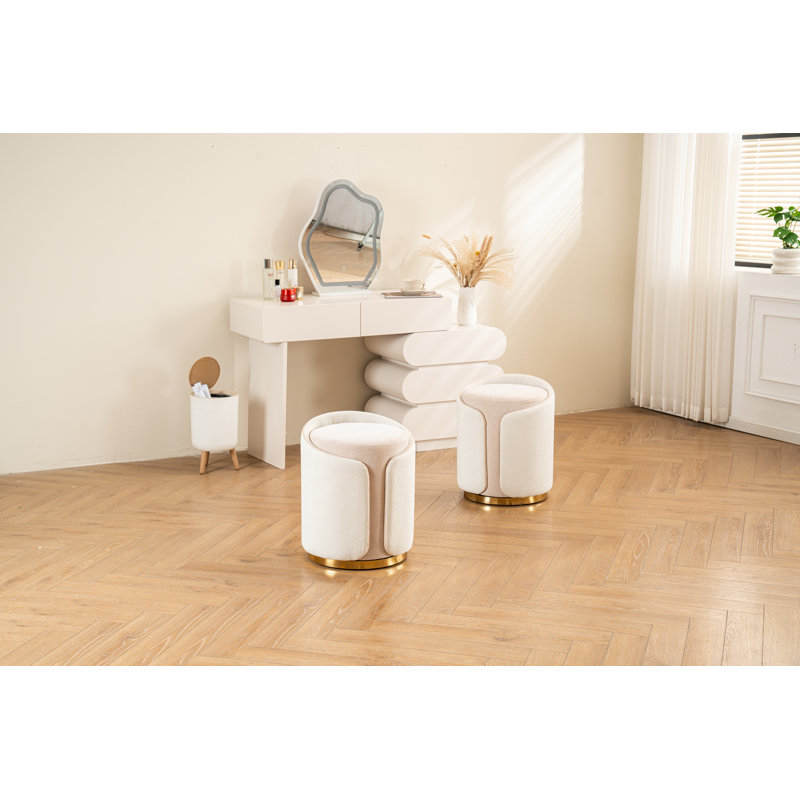 Masoomah Upholstered Swivel Ottoman, Beige