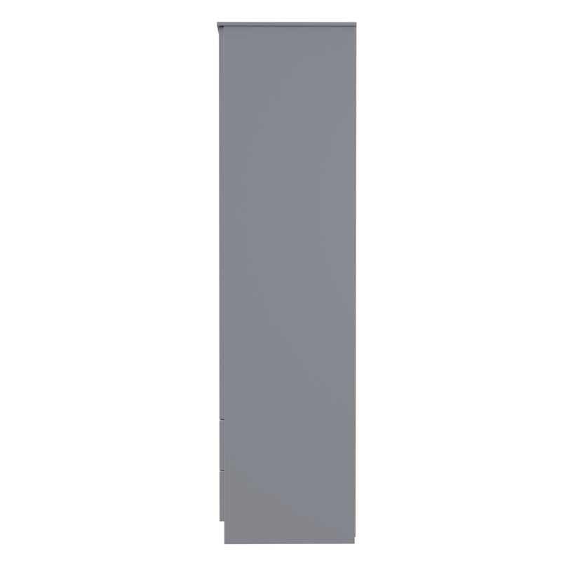 Fully Assembled 2 Door Wardrobe, 197cm H x 74cm W x 53cm D, Dusk Grey