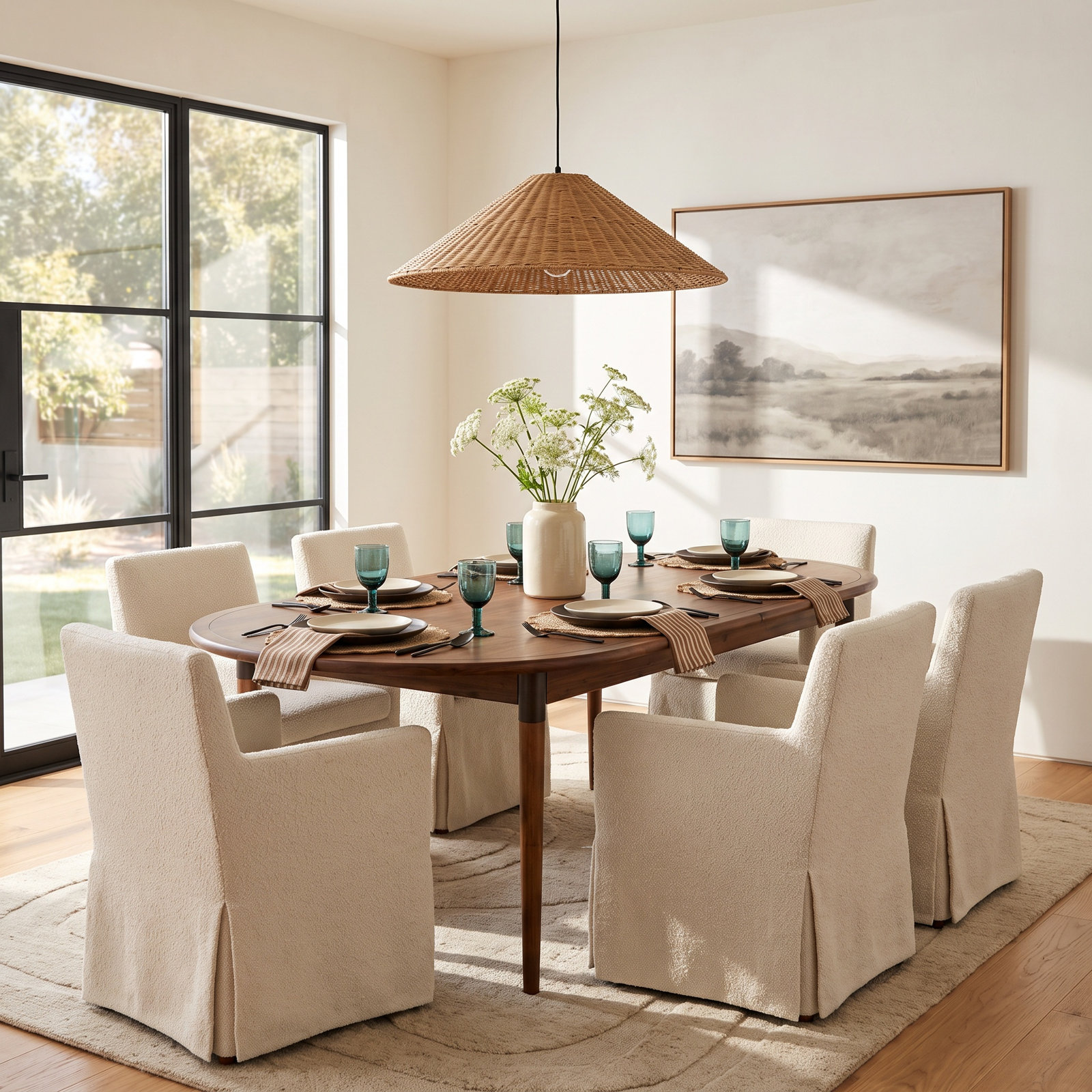 84'' Extendable Oval Dining Table, Toasted Walnut
