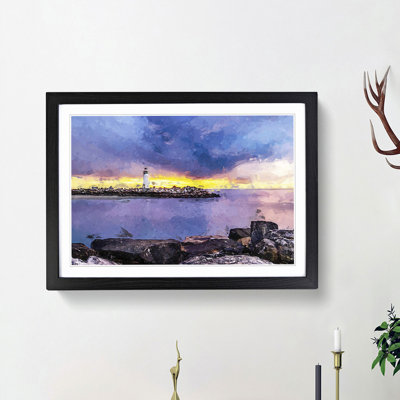 Remote Lighthouse & Seascape in Abstract - Picture Frame Graphic Art Print