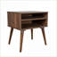 Ensemble de chambre à coucher | Grand lit tapissier avec tables de chevet 2 lumières en noyer | Gris clair | Rembourré | Lits standard