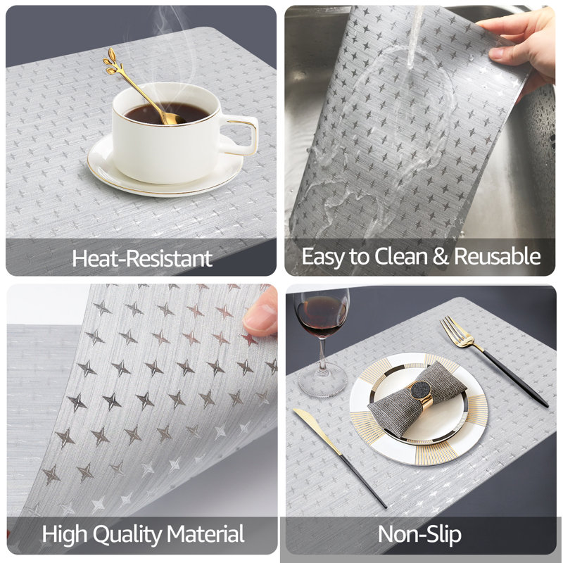 Aidas Vinyl Rectangle Placemat, Silver