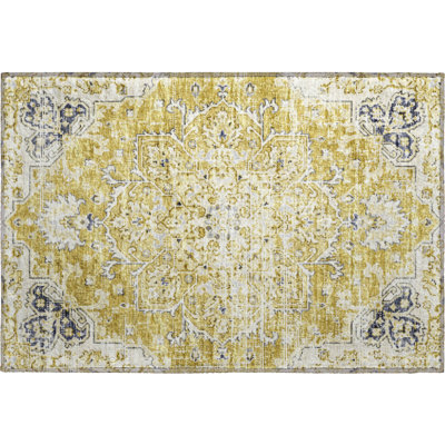 Premium Machine Washable Barayon AMF93 Yellow Rug