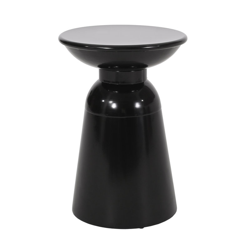 Outdoor Iron Side Tables With Flared Design, Set Of 2, Black
