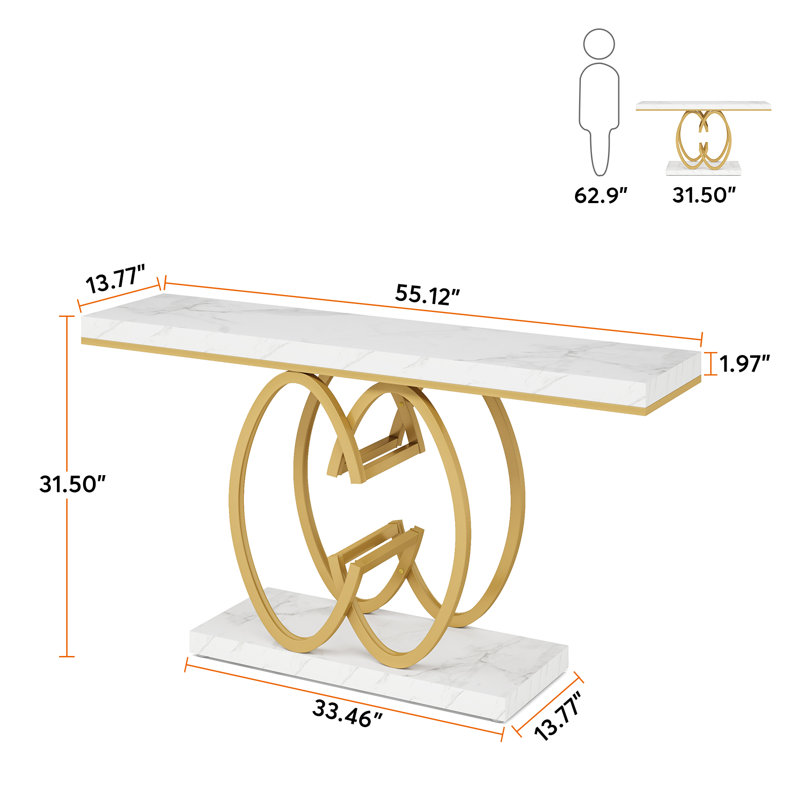 Lanagan 55'' Console Table, White/Gold