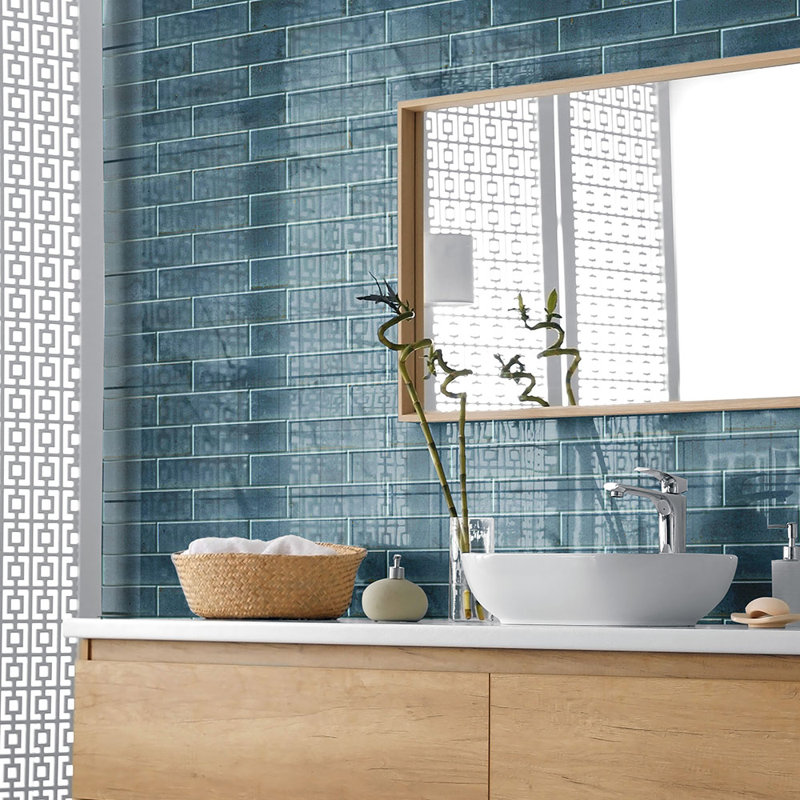 Carrelage mural rétro en porcelaine 2X10, Bleu