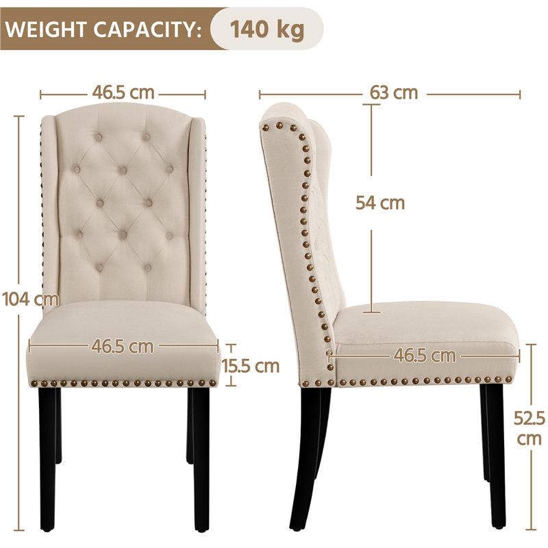 Roark 52.5cm H Polyester Upholstered Side Chair, Beige