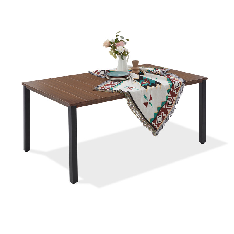 Depoliti Rectangular Steel Outdoor Dining Table , 37.8 " W 63 " D, Walnut