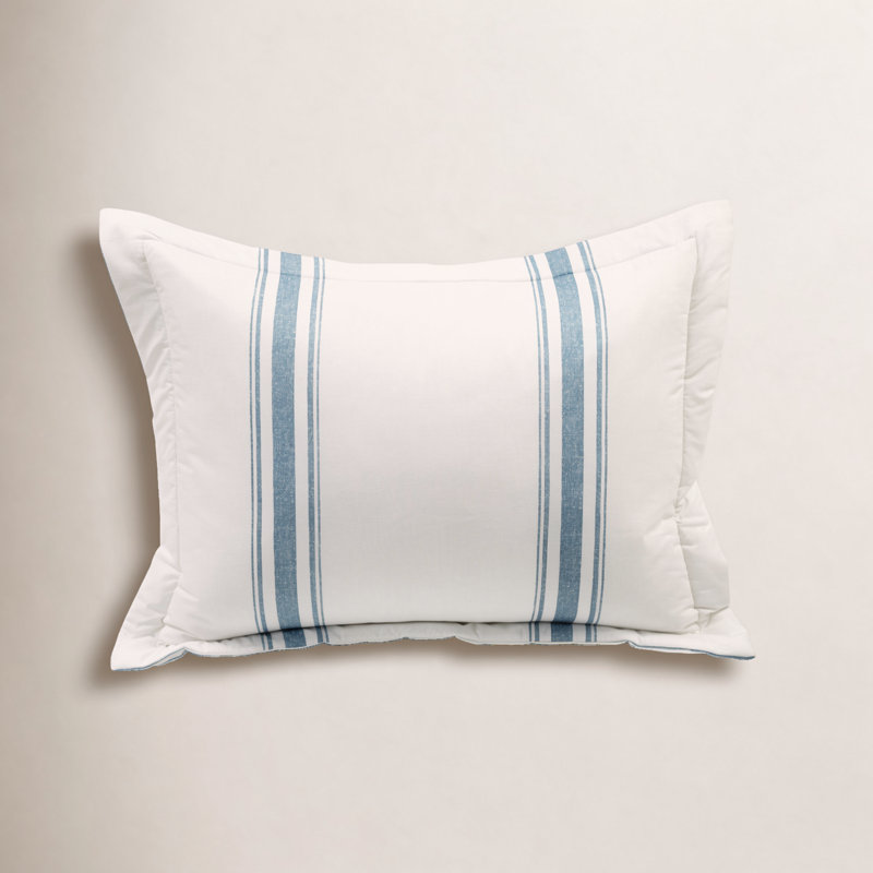 Gilroy Cotton Striped Comforter, Full/Queen Comforter + 2 Pillow Shams, Navy