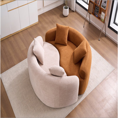 Canapé modulaire courbé en S en chenille: double profondeur (21,3 po et 26,8 po), sans assemblage, compact pour les petits espaces, 400 lb, L 66,9 po
