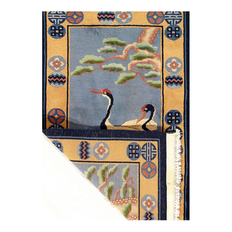 Art déco antique chinois 3 pi x 5 pi 4 po