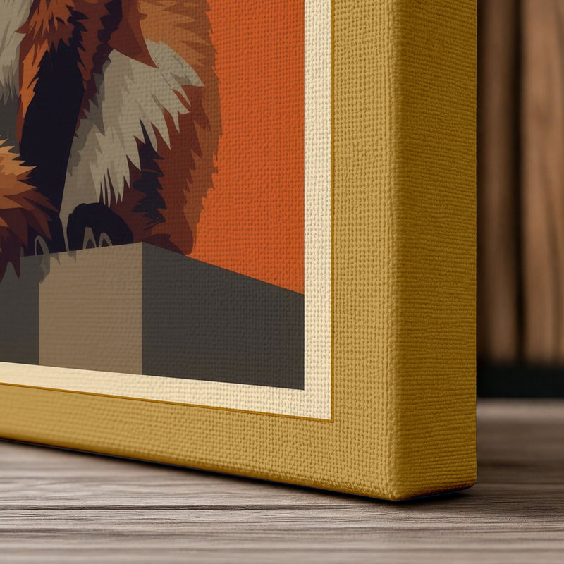 Portrait Fox Modern - Wrapped Canvas, 36x24 - 91.4 x 61.0 cm, Ochre Border