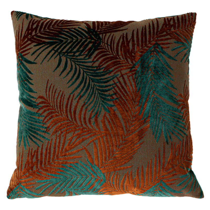 Floral Square Scatter Pillow Cover, Teal/Rust