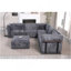 Canapé modulaire à la mode de 120 po avec cadre en fer et chenille gris foncé, idéal pour le salon-1104390324