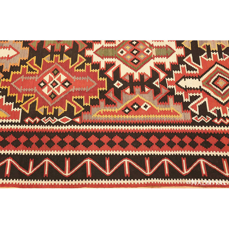 Tapis kilim tribal rétro tissé à plat