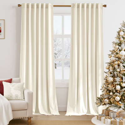Ivory White Luxury Velvet Curtains 84 inches, Sound Reducing Heavy Matt Back Tab Room Darkening Drapes for Living Room, Light Dimming Kids Thermal Insulated Home Decor(2 Panels, 52" W)