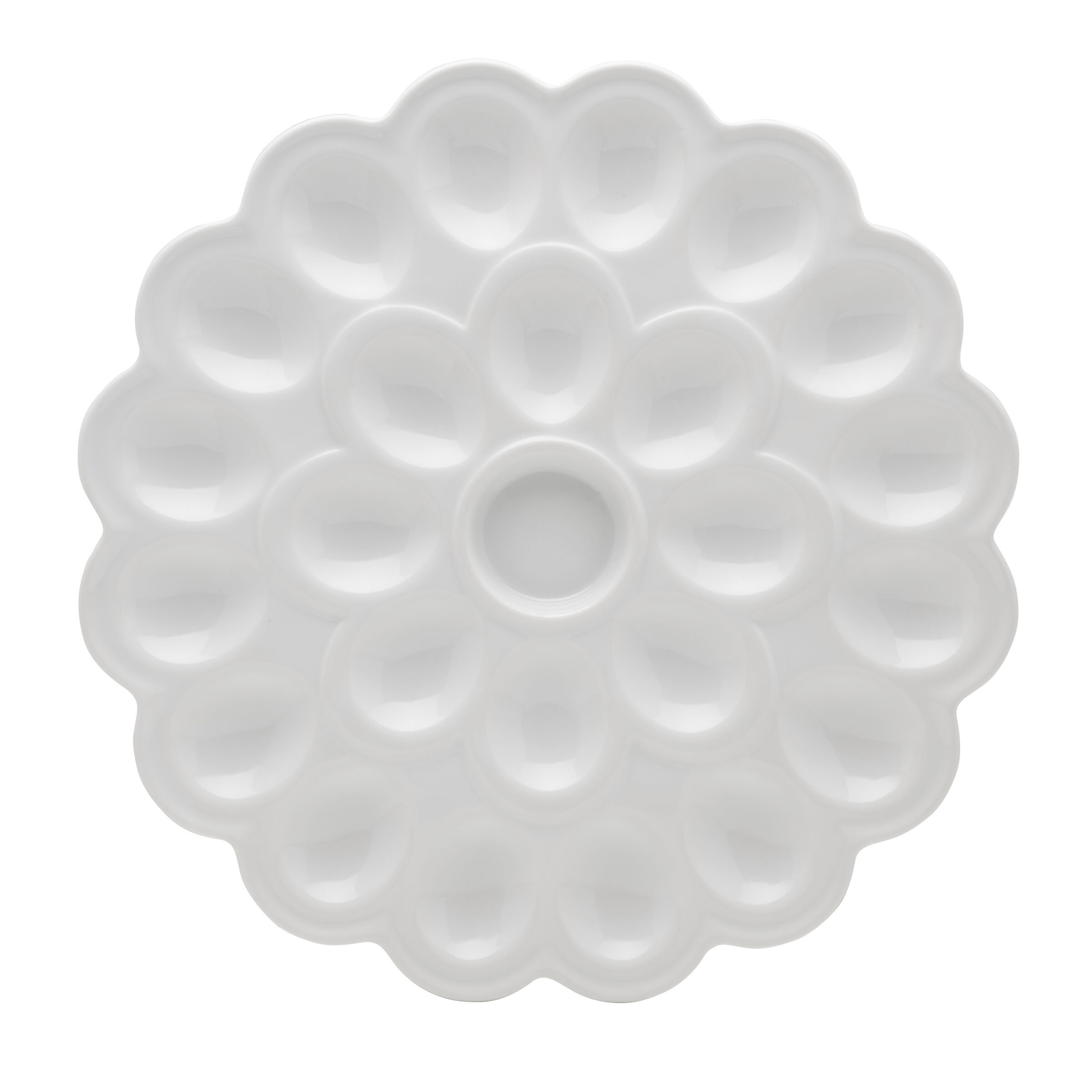 Fitz and Floyd Everyday White Flower Egg Serving Platter