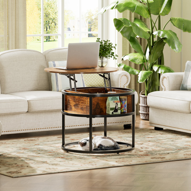 Lift Top Four Leg Coffee Table with Storage, 62cm H x 60cm W x 60cm D