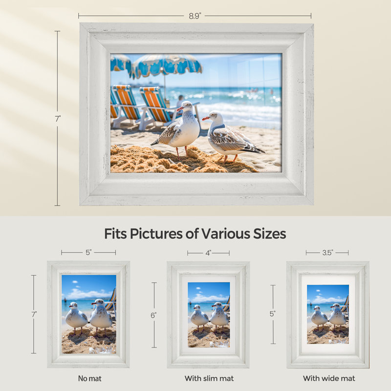 Cadres pour photos avec 6 tapis muraux, Blanc, 3,5 po x 5 po
