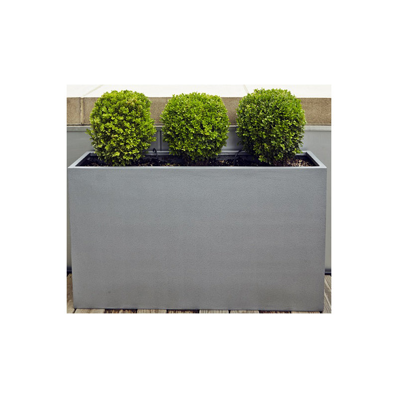Baker Fibreglass Planter Box, Faux Aluminium Textured, 60cm H x 160cm W x 60cm D