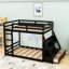 Lit superposé double avec 2 tiroirs en bois avec tablettes-334923578