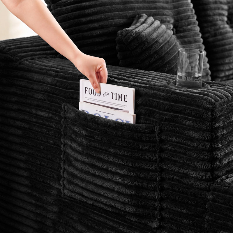 Canapé d'angle modulaire en forme de U de 133 po de large avec 2 méridiennes, canapé infonuagique en velours côtelé à assise profonde