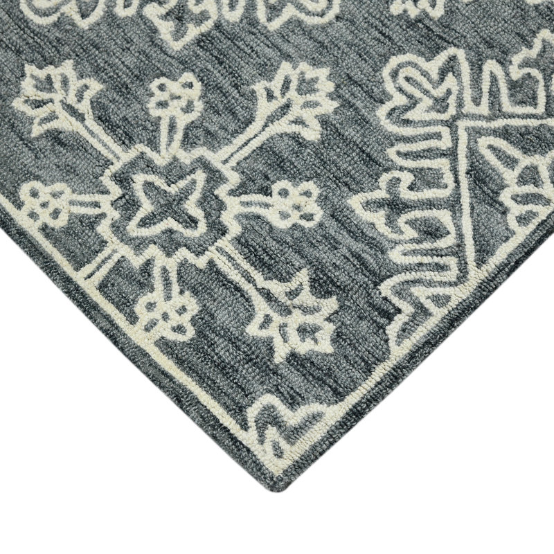 Tapis en laine naturel à motif géométrique transitionnel Laurent, Rectangle 2 pi x 3 pi