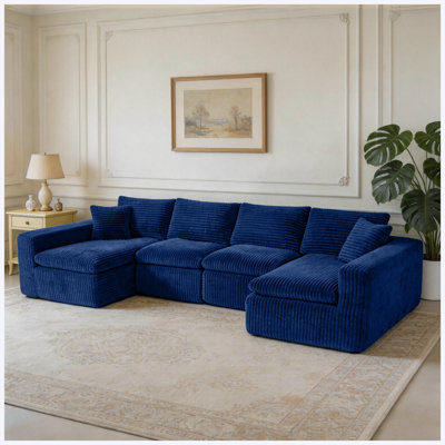 Modular Sectional Sofa Couch | Modular Sectional Cloud Couch for Living Room - 130" Modular U Shaped Sectional Couch, No Assembly Compression Sofas, C