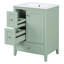 Meuble-lavabo de 24 po avec rangement, tablette réglable, panneau de fibres à densité moyenne et bois d'hévéa, cloisons amovibles-368496302